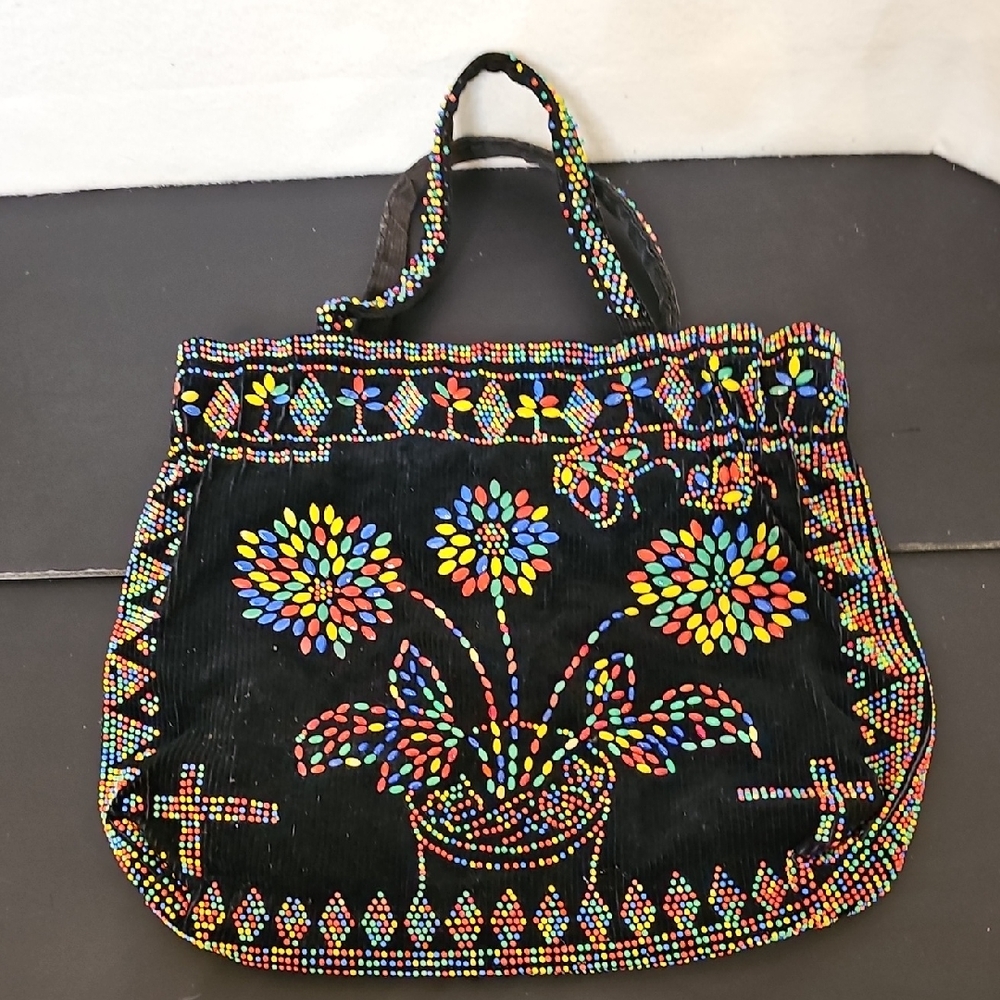 Vintage Beaded Curdoroy Bag